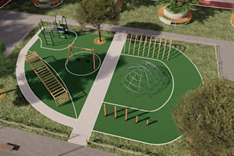 create realistic 3d landscape rendering for parks and playgrounds