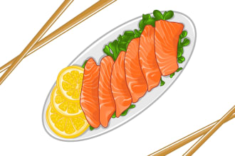 draw food and beverage in cartoon illustration from a photo