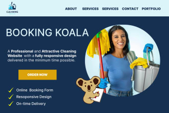 build cleaning service website, house, office cleaning, booking koala website
