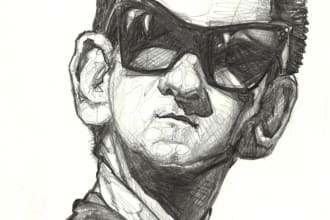 do a caricature 21x30cm in pencil and send file by mail