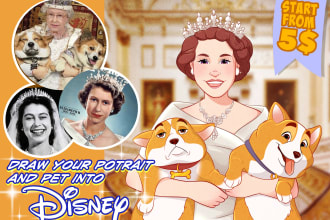 draw your pet potrait into disney cartoon style