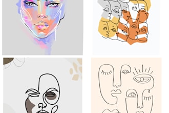 make tote bag design ,a draw abstract line and art portrait