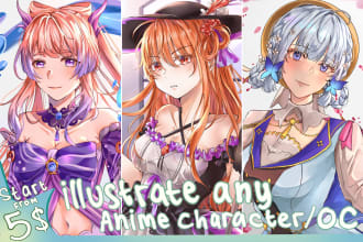 draw any anime character in a cool illustration