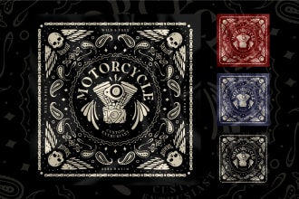 custom bandana design, scarf design clothing illustration