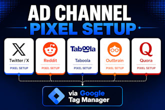 setup twitter pixel, reddit pixel, taboola pixel, outbrain pixel quora via GTM
