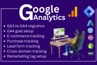 setup ga4, google tag manager, facebook pixel, ads conversion tracking expert