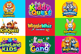 do colorful fun unique custom kids logo children or baby brand