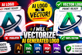 vectorize and convert ai generated logo design to print ready vector files