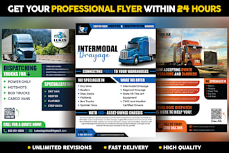 design logistics, trucking, dispatching, freight, transport flyer