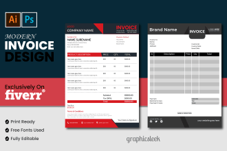 design custom invoice, bills receipt or business price lists