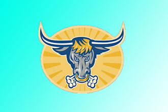 make an amazing bull head volleyball logo design in one day