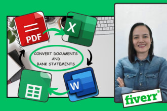 convert pdf bank statement to excel word spreadsheet data entry