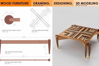 design wooden furniture and draw 3d models in sketchup