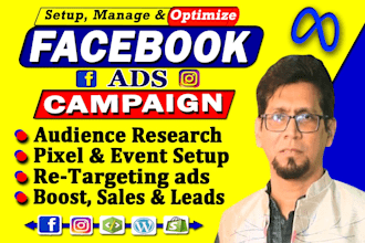 setup and optimize your facebook ads campaign, run fb and instagram ads