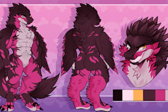 draw ref sheet of fursona, anime or vtuber nsfw o sfw