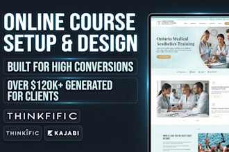 setup thinkific, kajabi online course website and student portal