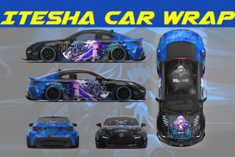 do itasha car wrap design, racing car wrap, car wrap design, itasha design car