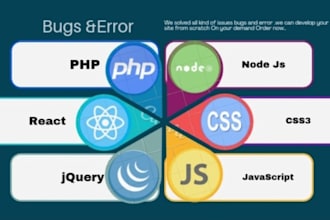 fix html, css, bootstrap js php database react react native bugs