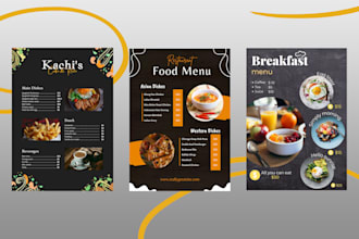 design creative food menus, restaurant menu and cafe menu
