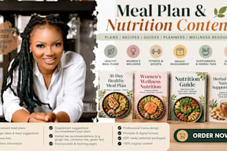 create customized meal plan, diet plan, nutrition journal guide wellness planner