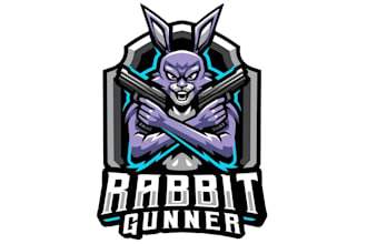 design original rabbit mascot logo with my creative thinking