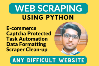 do website scraping, data extraction, mining, collection, python web scraping