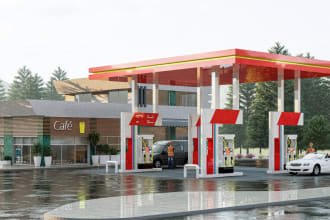 model a gas station or other commercial project