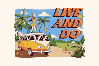 make vintage pop art t shirt and sticker design