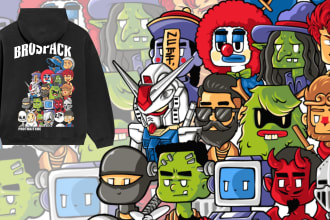make draw unique cartoon for t shirts and posters