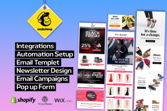 design mailchimp email template, popup, mailchimp automation, integrations