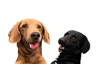 create a realistic custom pet vector portrait for print