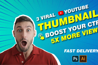 design 3 attractive eye catching youtube thumbnails
