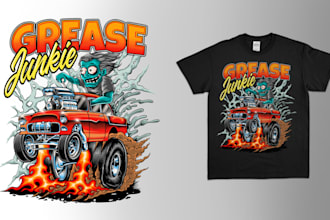 make monster rat fink cartoon car tshirt design