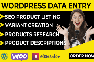 do wordpress data entry and woocommerce product listing
