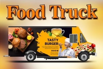 design food truck, food stall, food cart, food box trailer, wrap design