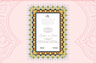 design  marriage certificate, nikah nama,invitation cards