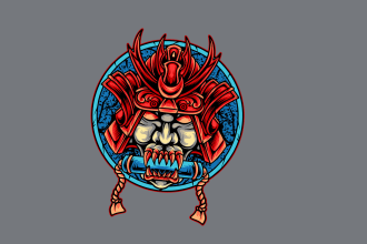 design japanese mask mascot logo just in 12 hours with satisfaction guarante