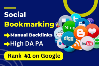 manually build social bookmarking SEO high da pa dofollow backlinks