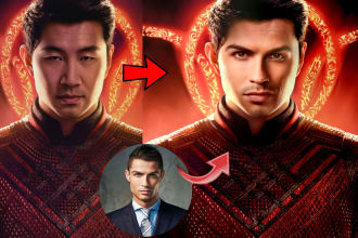 do realistic face swap, head swap photo edit in photoshop