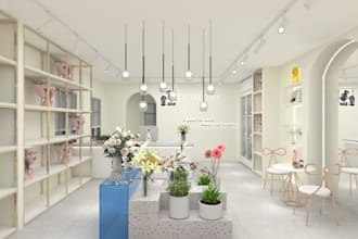 design 3d render your retail stores, flowers shop, spa