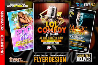 design party event club church business flyer design in 24hr