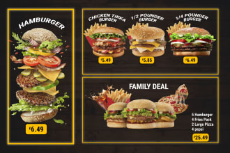 design restaurant digital menu, digital menu board in 24 hrs