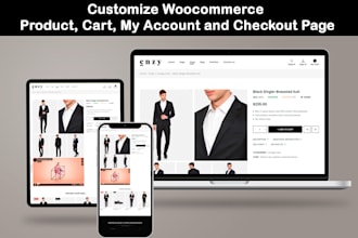 design custom woocommerce product page, checkout page, and cart page