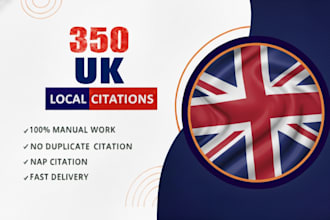 do 350 UK local SEO citations and directory submissions for 3 pack map ranking