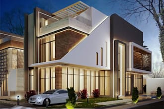 render exterior building 3d architecture visualization
