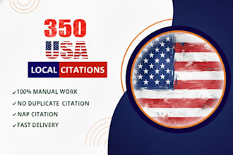 do 350 USA local SEO citations and directory submissions for 3 pack map ranking
