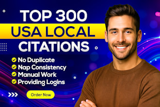 do 300 local citations USA local listing for gmb ranking
