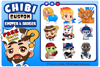 create chibi twitch emotes, discord emoji and sub badges