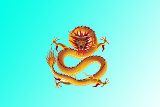create drawing  chinese dragon mascot logo with text with any file