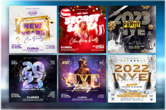 make new year, christmas or winter party flyer